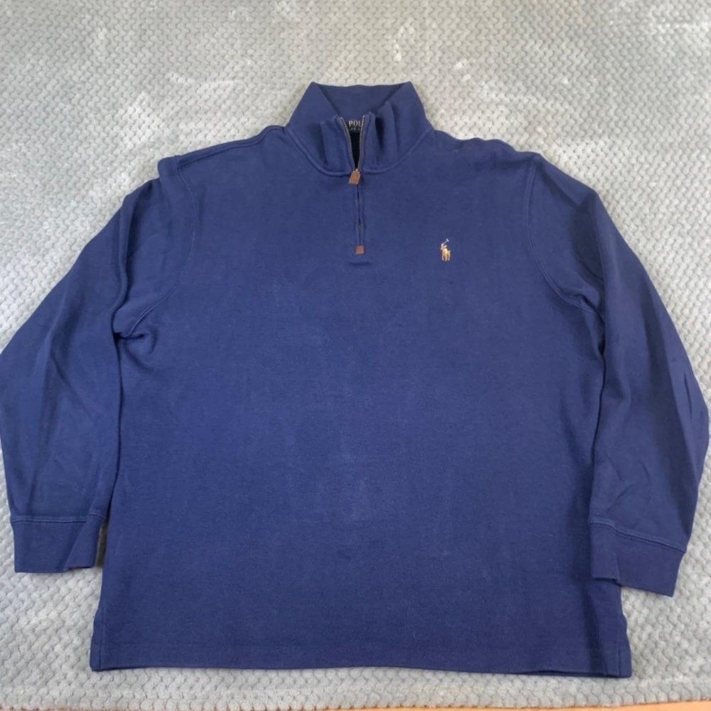 Polo Ralph Lauren‎ Mens XL Navy Christmas Holiday Quarter Zip Pullover Sweater